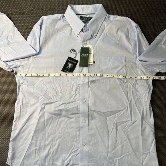 Mens NWT Lauren Ralph Lauren Classic Fit Stretch Blue Large Button Down Shirt - Picture 5 of 9